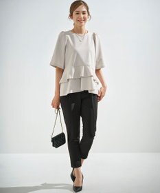 組曲 L 【接触冷感・吸湿・UVカット】ジョーゼットジャージーフリルブラウス