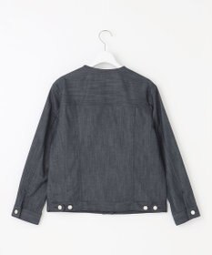 J.PRESS LADIES 【洗える】セルロースシャンブレー ノーカラー デニム ジャケット