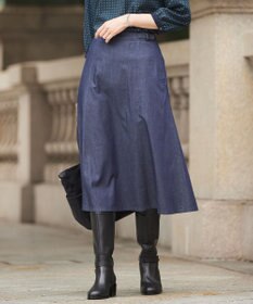 J.PRESS LADIES 【洗える】ライトデニム フレアー スカート