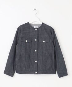 J.PRESS LADIES 【洗える】セルロースシャンブレー ノーカラー デニム ジャケット