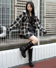 WEGO 裏毛フードチェックシャツ