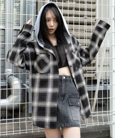 WEGO 裏毛フードチェックシャツ