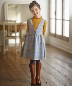 組曲 KIDS 【110-140cm】Chocolat de check ジャンパースカート