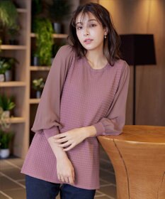 Tiaclasse L 【新色追加・洗える】シアーチェック柄ニットチュニック