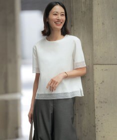 J.PRESS LADIES 【一枚で着映え】コットンスムース レース カットソー