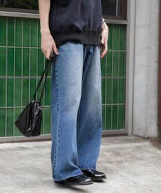 WEGO 【ユニセックス着用ITEM/SMLサイズ展開】デニムルーズフレアパンツ