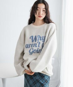 WEGO フラッフィーロゴジャガードニットプルオーバー