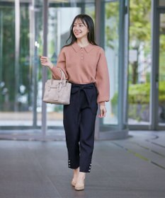 Tiaclasse 【洗える】スリットパールテーパードパンツ