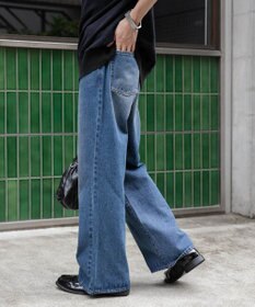 WEGO 【ユニセックス着用ITEM/SMLサイズ展開】デニムルーズフレアパンツ