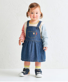 MIKI HOUSE HOT BISCUITS 【70-110cm】ワンポイント 6オンスデニム ジャンパースカート