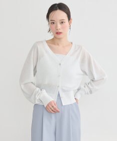 earth music&ecology シアーラメＶネックカーディガン