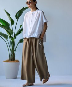 23区 【先行予約】クールタッチタフタ ギャザーワイドパンツ