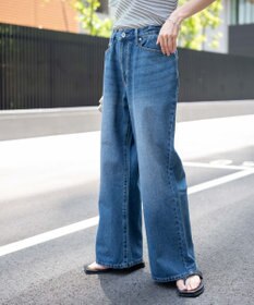 WEGO 【ユニセックス着用ITEM/SMLサイズ展開】デニムルーズフレアパンツ