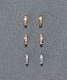 Phoebe 【金属アレルギー対応】ワンタッチビジューフープミニピアス　ローズゴールド/サージカルステンレス