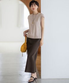 23区 L 【洗える】コンパクトヤーン フレンチスリーブ Tシャツ