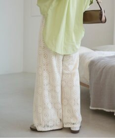 WEGO 【ANGIE VINTAGE】クロシェレースワイドイージーパンツ