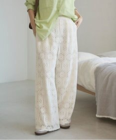 WEGO 【ANGIE VINTAGE】クロシェレースワイドイージーパンツ