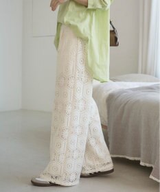 WEGO 【ANGIE VINTAGE】クロシェレースワイドイージーパンツ