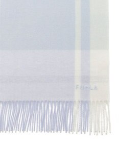 MOONBAT FURLA ウール混ラメ入りブロックチェックストールマフラー／幅30cm