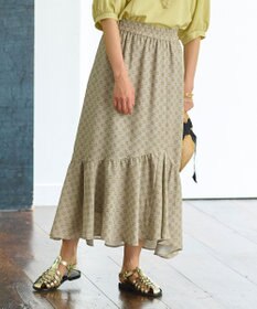 自由区 【洗える・XSサイズあり】アラベスクプリント スカート