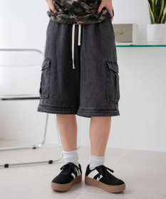 WEGO 【ウエストゴム/2WAY】2WAYデニムカーゴパンツ