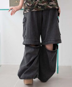 WEGO 【ウエストゴム/2WAY】2WAYデニムカーゴパンツ