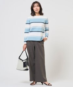 J.PRESS LADIES 【WEB限定】セルロースリネンストレッチ ワイドストレート パンツ