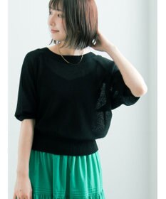 Te chichi 【2WAY/マシンウォッシャブル】ペーパータッチハーフスリーブニット