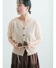 Te chichi 【2WAY/マシンウォッシャブル】ペーパータッチハーフスリーブニット