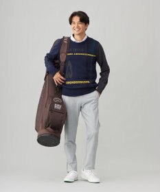 23区GOLF 【MEN】ロゴチェックジャガード　クルーネック ニット