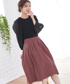 Tiaclasse L 【洗える】フラップポケットタックフレアスカート