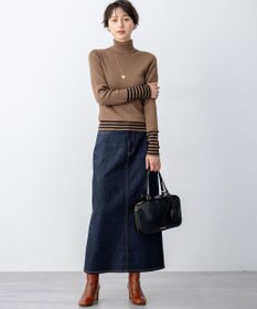 23区 L 【見上愛さん着用/VERY掲載/洗える】ウーステッドウール リブタートル ボーダー ニット