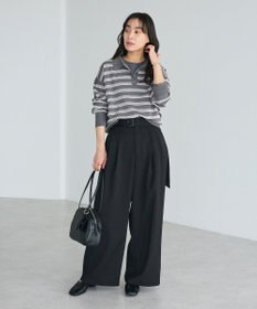 CRAFT STANDARD BOUTIQUE シアーボーダーポロ衿ニットプルオーバー