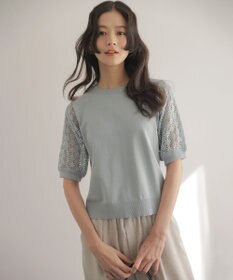 組曲 【先行予約】コットンフラワーレーシープルオーバー ニット