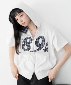 WEGO グラフィック半袖ZIPパーカー