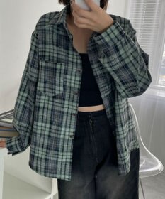 WEGO オーバーサイズチェックネルシャツ