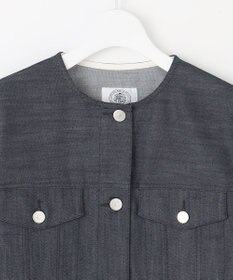 J.PRESS LADIES 【洗える】セルロースシャンブレー ノーカラー デニム ジャケット