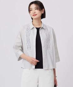 J.PRESS LADIES 【洗える】セルロースライト刺繍  シャツ ブラウス