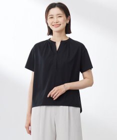 J.PRESS LADIES 【洗える・接触冷感】プレーティングジャージー バンドカラー カットソー