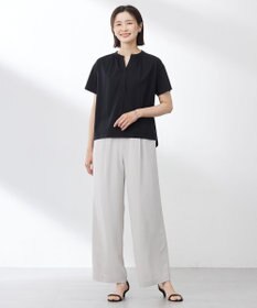 J.PRESS LADIES 【洗える・接触冷感】プレーティングジャージー バンドカラー カットソー