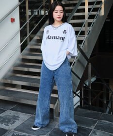 WEGO 【２点セット/ユニセックス着用ITEM/吸水速乾】アクセ付きメッシュロゴT（SS）