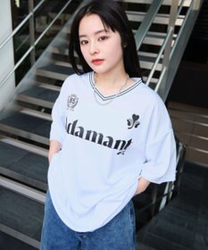 WEGO 【２点セット/ユニセックス着用ITEM/吸水速乾】アクセ付きメッシュロゴT（SS）