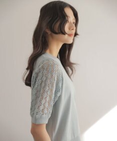 組曲 【先行予約】コットンフラワーレーシープルオーバー ニット