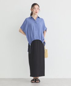 earth music&ecology 【接触冷感】裾ドロストフレンチスリーブシャツ