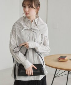 WEGO 【ANGIE VINTAGE】スカーフ付きオーバーサイズストライプシャツ