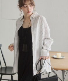 WEGO 【ANGIE VINTAGE】スカーフ付きオーバーサイズストライプシャツ