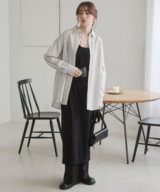 WEGO 【ANGIE VINTAGE】スカーフ付きオーバーサイズストライプシャツ
