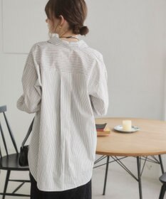 WEGO 【ANGIE VINTAGE】スカーフ付きオーバーサイズストライプシャツ
