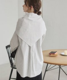 WEGO 【ANGIE VINTAGE】スカーフ付きオーバーサイズストライプシャツ