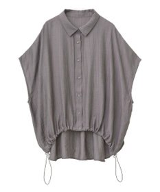 earth music&ecology 【接触冷感】裾ドロストフレンチスリーブシャツ